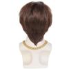 JoneTing Mens Disco Wig+1 Chain+1 Mustache+1 Glasses +1 Hair Cap Mens 70s 80s Disco Wig Short Dark Brown Disc Party Wigs for Men Short Brown Wavy Wigs 70s 80s Costume Hair view 3