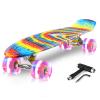 Kqpoinw Kids Skateboard,22" Complete Skateboards for Beginners,Skate Board,Rainbow Skateboards with Colorful LED Light up Wheels,Skate Tool, Ideal Gift for Girls,Kids,Teens view 1