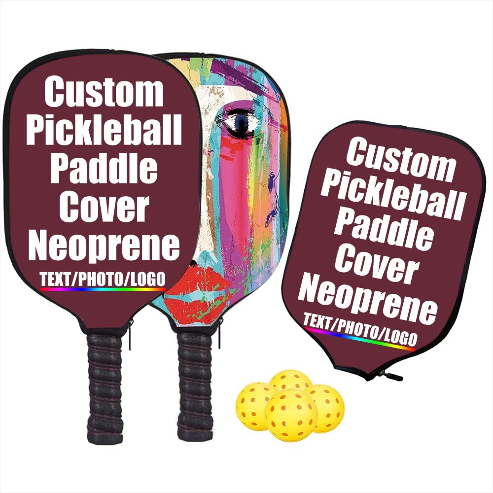 JCETUNO Custom Pickleball Paddle Surface Conservation Pickleball Paddle Cover, Personalized Image Text Logo, Best Pickleball Gifts, Maroon, W8.26 xL11.6