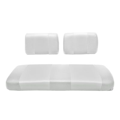 Seat Cover Replacement for Club Car Carry Golf Cart - Front Or Rear Bench Seat - Premium Marine Vinyl - 5 Panel Stitching - Staple On Installation - Two-Tone Golf Cart Seat Covers (White)