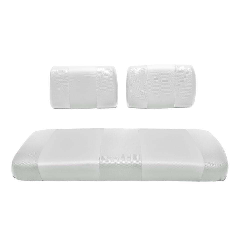 Seat Cover Replacement for Club Car Carry Golf Cart - Front Or Rear Bench Seat - Premium Marine Vinyl - 5 Panel Stitching - Staple On Installation - Two-Tone Golf Cart Seat Covers (White)