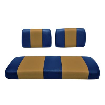 Seat Cover Replacement for EZGO Marathon Golf Cart - Front or Rear Bench Seat - Premium Marine Vinyl - 5 Panel Stitching - Staple On Installation - Two-Tone Golf Cart Seat Covers (Blue & Tan)