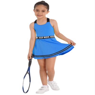 Yhong Kids Girls Golf Tennis Dress Outfits Solid Color Sleeveless Sports Dress with Shorts Blue 8 Years