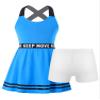 Yhong Kids Girls Golf Tennis Dress Outfits Solid Color Sleeveless Sports Dress with Shorts Blue 8 Years view 3