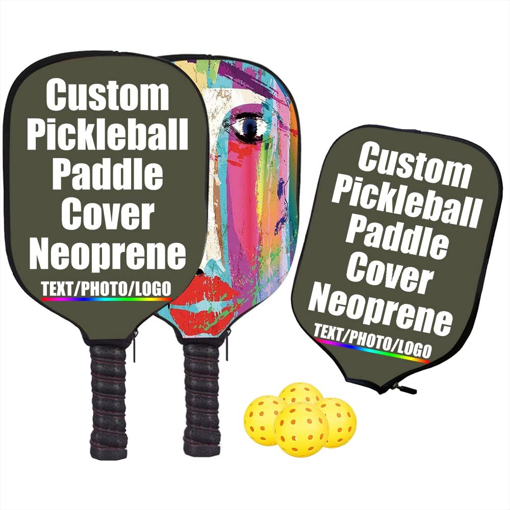 JCETUNO Custom Pickleball Paddle Cover Personalized Racquets Cover Sleeve Add Your Image Photo Logo Fits Most Rackets, Military Green, W8.26 xL11.6