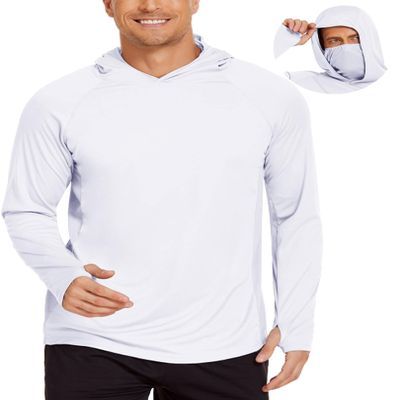 COOrun Mens Fishing Hoodies with Face Mask UPF 50 Long Sleeve Rash Guards Hooded SPF Sun Shirts for Men Camo Hiking Shirt