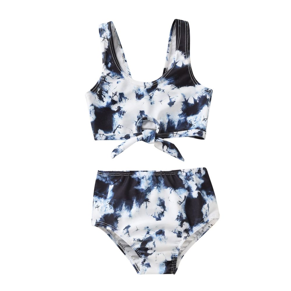 MOQIN Cover up Large Strap Kids Fashion 2-4Y Swimwear Tie-Dye Clothes Print Baby Swimsuit Girls Toddler Summer Girls Swimwear Navy