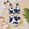 MOQIN Cover up Large Strap Kids Fashion 2-4Y Swimwear Tie-Dye Clothes Print Baby Swimsuit Girls Toddler Summer Girls Swimwear Navy view 3