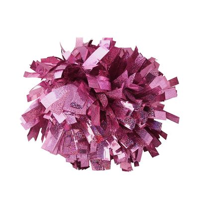 Cheerleading Pom Poms Metalic Holographic Cheerleader with Baton Handle 6 inch 1 Pair 2 Pieces (Pink)