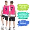 PULUOMASI 12 Pack Team Pinnies Scrimmage Vests Practice Jersey for Men Pennies for Sports Soccer Jerseys for Adult Youth Pink L view 4