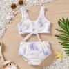 MOQIN Cover up Large Strap Kids Fashion 2-4Y Swimwear Tie-Dye Clothes Print Baby Swimsuit Girls Toddler Summer Girls Swimwear White view 2