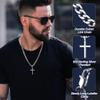 Besteel 925 Sterling Silver Cross Necklace Beveled Edge for Men Women 5mm Stainless Steel Non Tarnish Durable Cuban Link Curb Chain Crucifix Pendant Necklace Jewelry 24 Inches view 2