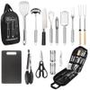 Camping Cooking Utensils Set, Stainless Steel Grill Tools, Camping BBQ Cookware Gear and Equipment for Travel Tenting RV Van Picnic Portable Kitchen Essentials Accessories (Black-16 PCS) view 1