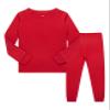 KikizYe Kids Christmas Pajamas Little Boys & Girls Solid Colors Long Sleeve Cotton Pjs Toddler Red Pj Size 3T view 1