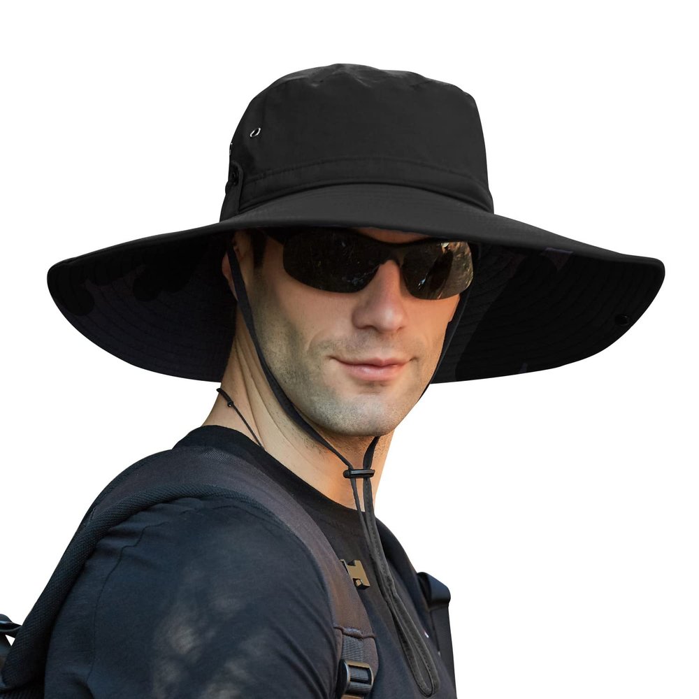 Oversize XXL Sun Hat for Men,UPF50+Waterproof Wide-Brim Boonie-Hat Sun-Hat Fishing-Hat for Safari Hiking Beach Garden
