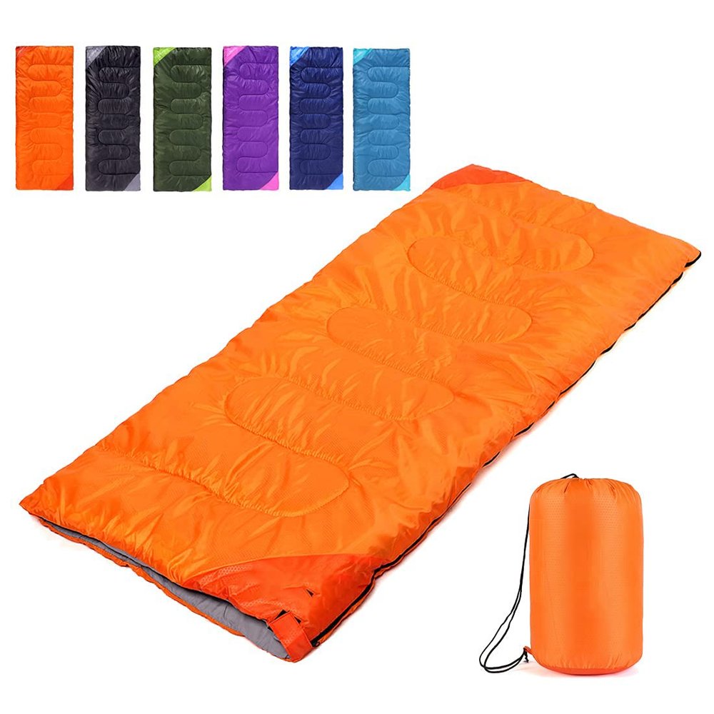 Camping Sleeping Bag for Adults Boys and Girls,Cold and Warm Weather-Summer, Spring, Fall, Lightweight, Waterproof Compact Bag for Camping Gear Equipment, Traveling, and Outdoors (Orange)