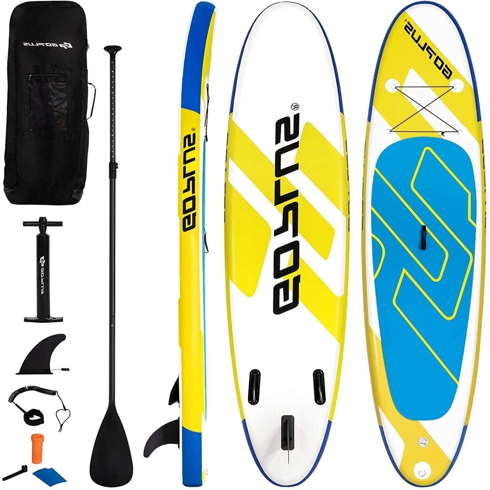 AUGESTER 10/10.5/11 Inflatable Lightweight Stand up Paddle Board, Premium Yoga Board W/Durable SUP Accessories, with Fins, Carrying Bag, Non-Slip Deck, Adjustable Paddle & Hand Pump, Wide Stance