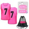 PULUOMASI 12 Pack Team Pinnies Scrimmage Vests Practice Jersey for Men Pennies for Sports Soccer Jerseys for Adult Youth Pink XL view 2