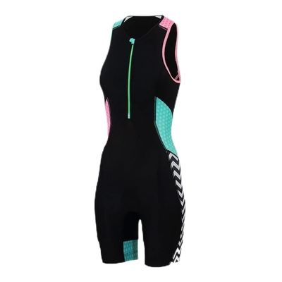 CYTSH Triathlon Suit Women's Cycling Suit One-Piece Summer Sleeveless Swimwear Swimm Clothing Bodysuit Jumpsuit With Gel Pad (Color : 2, Size : XX-Large)