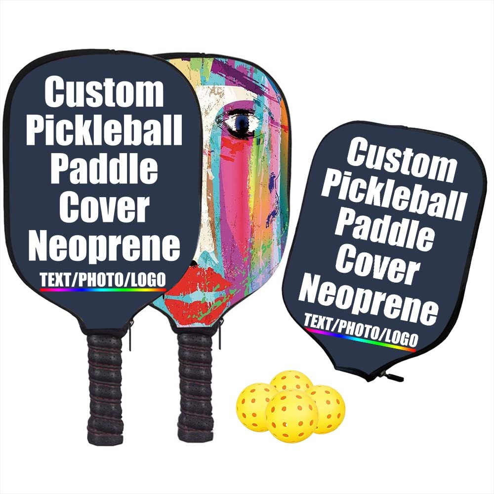 JCETUNO Custom Personalized Pickle Ball Raquette Sleeve, Great Gift for Men, Women, Teens, Seniors, Kids and Adults of All Ages Who Love Pickleball Balls, Navy Blue, W8.26 xL11.6