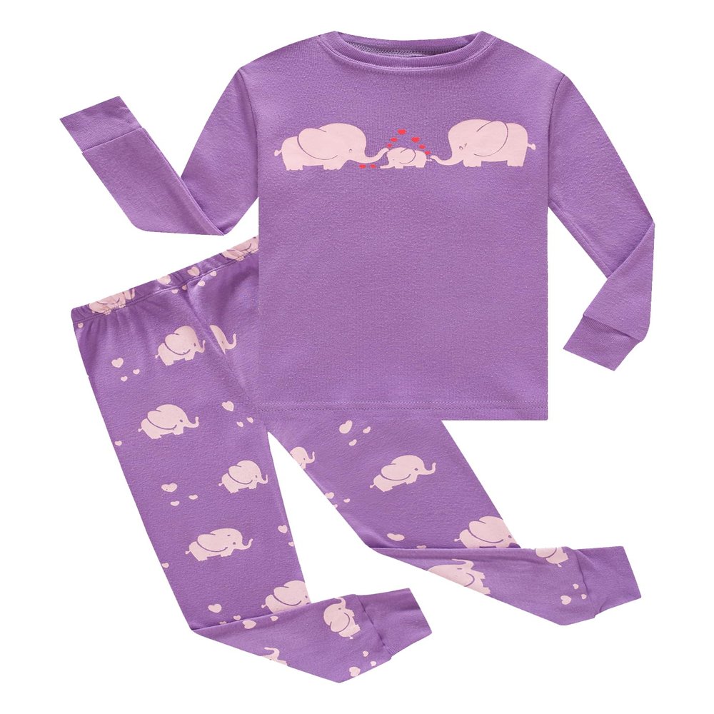 KikizYe Big Girls Elephant Jammies Long Sleeve Pajamas Cotton Pjs Size 10