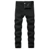 Mens Slim Fit Stretch Jeans Skinny Straight Leg Vintage Denim Pants Retro Washed Comfy Regular Fit Biker Jean (Black,28) view 1