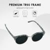 2 Pack Vintage Round Sunglasses for Men and Women UV400 Protection Outdoor Shades with Grey+Red +2.00 Magnification Frame view 3