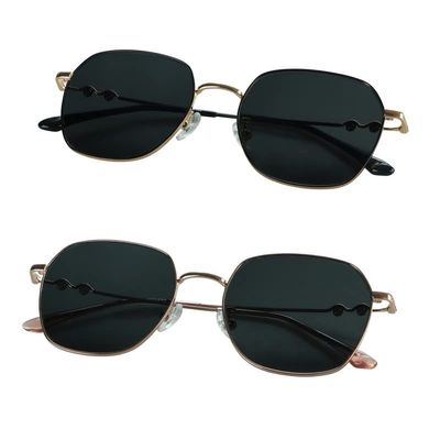 2 Pack Vintage Round Sunglasses for Men and Women UV400 Protection Outdoor Shades with Black Gold+Rose Gold +1.00 Magnification Frame