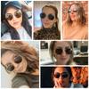 2 Pack Vintage Round Sunglasses for Men and Women UV400 Protection Outdoor Shades with Black Gold+Rose Gold +1.00 Magnification Frame view 2