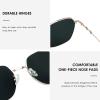 2 Pack Vintage Round Sunglasses for Men and Women UV400 Protection Outdoor Shades with Black Gold+Rose Gold +1.00 Magnification Frame view 3