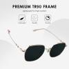 2 Pack Vintage Round Sunglasses for Men and Women UV400 Protection Outdoor Shades with Black Gold+Rose Gold +1.00 Magnification Frame view 4