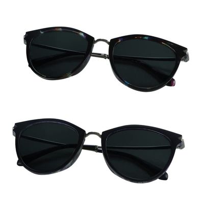 2 Pack Vintage Round Sunglasses for Men and Women UV400 Protection Outdoor Shades with Purple+Colorful +2.75 Magnification Frame