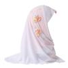 RUIXIA Muslim Hijab with Lace Applique Flower Rhinestones Islamic Prayer Turban Head Wrap Scarf Shawls for Little Girls Age 2-7Y White H75 One Size view 1