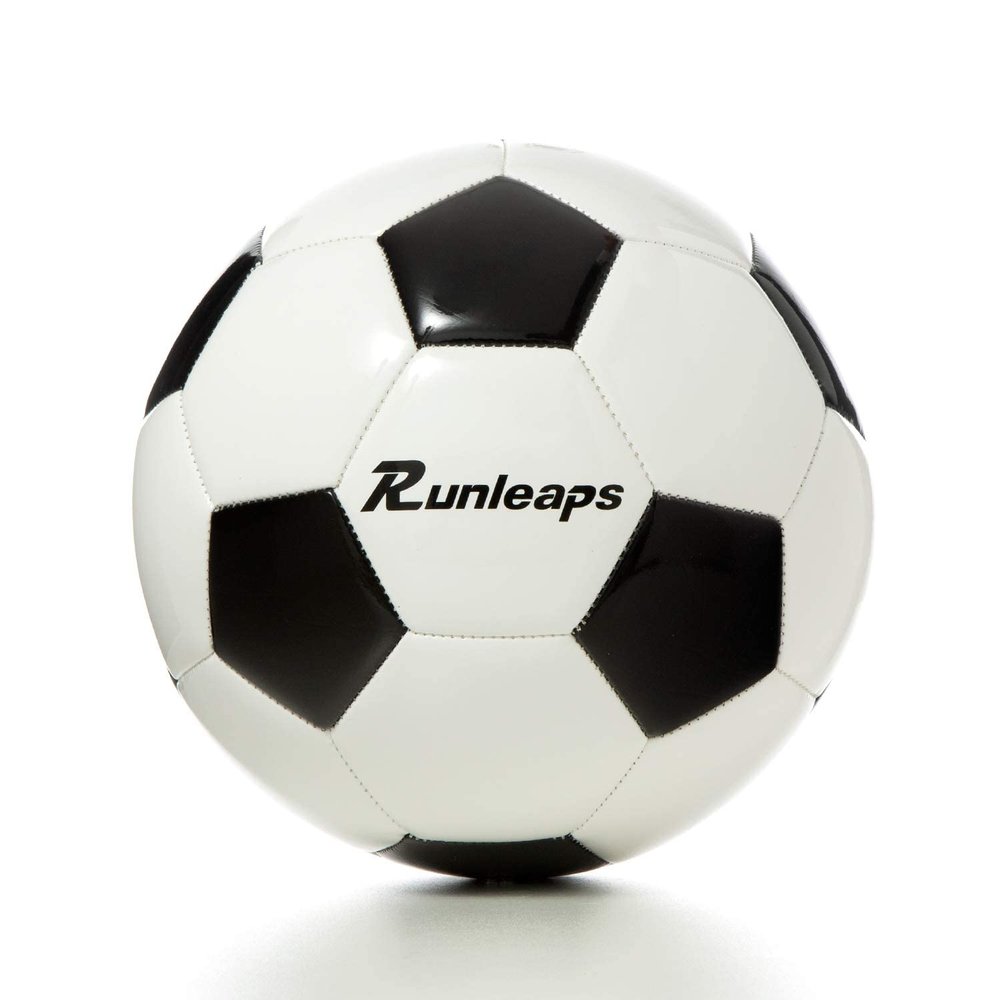 Runleaps Soccer Ball Size 3 for Kids, Ball Toys with Star Pattern Official Size Soccer Balls for Training, Playing, Boys, Girls, Toddlers Age 3-8 (Black)