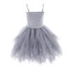 Kids Baby Little Swan Princess Feather Fringes Tiered Tutu Tulle Dress Flower Girls Spaghetti Strap Wedding Bridesmaid Ballerina Dance Pageant Birthday Party Prom Gown Photo Shooting Gray 5-6 Years view 2
