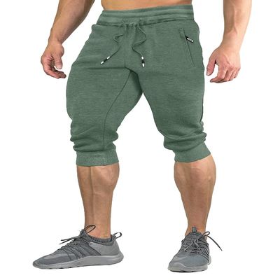 FASKUNOIE Shorts for Mens Cotton Rock Brand Music Below Knee Hammer Pants Light Green