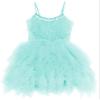 Kids Baby Little Swan Princess Feather Fringes Tiered Tutu Tulle Dress Flower Girls Spaghetti Strap Wedding Bridesmaid Ballerina Dance Pageant Birthday Party Prom Gown Photo Shooting Green 18-24M view 1