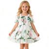 AGQT Toddler Girls Summer Off Shoulder Floral Dress Boho Princess Chiffon Ruffle Sundress for Beach Wedding Vacation White 5-6T view 1