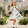 AGQT Toddler Girls Summer Off Shoulder Floral Dress Boho Princess Chiffon Ruffle Sundress for Beach Wedding Vacation White 5-6T view 2