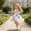 AGQT Toddler Girls Summer Off Shoulder Floral Dress Boho Princess Chiffon Ruffle Sundress for Beach Wedding Vacation White 5-6T view 4