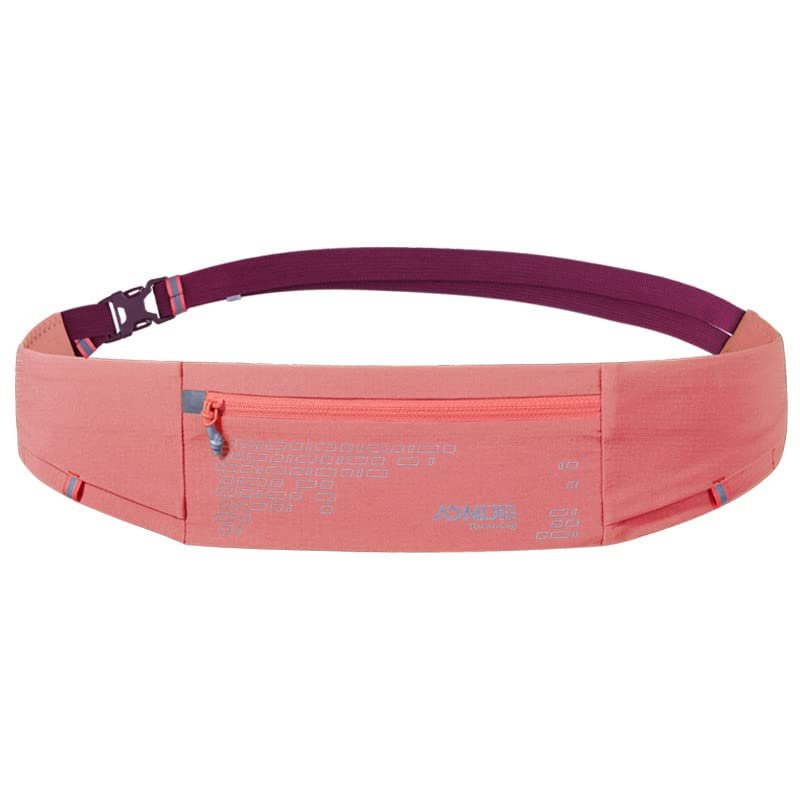 AONIJIE Running Belt, Adjustable Fanny and Waist Pack with 3 Quick Access Pockets, 63g Lightweight Workout Pouch, Easy Carry Any Phone, Night Reflection, Ideal for Walking Fitness (Pink)