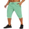 FASKUNOIE Men's Jogger Shorts Summer Capri Pants Below Knee 3/4 Joggers with Zip Pockets Mint Green view 2