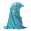Muslim Hijab with Lace Applique Flower Rhinestones Islamic Prayer Turban Head Wrap Scarf Shawls for Little Girls Age 2-7Y, BAO-HEA-0154-RTXP view 1