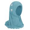 Muslim Hijab with Lace Applique Flower Rhinestones Islamic Prayer Turban Head Wrap Scarf Shawls for Little Girls Age 2-7Y, BAO-HEA-0154-RTXP view 2