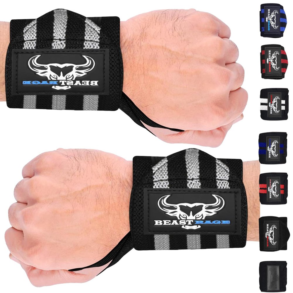 BEAST RAGE Padded Cotton Lift Straps Lifting Wrist Straps for Weightlifting, Gym, Deadlift, Workout (Pair) Premium Lifting Straps for Gym Men and Women Soft, Supportive Wrist Pads (Black grey)