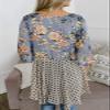 Women Floral Kimono Cardigans 3/4 Ruffle Sleeve Lightweight Patchwork Flowy Boho Loose Open Front Cover Ups Blue-Grey view 2
