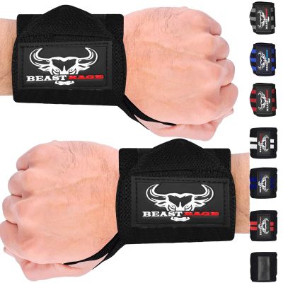 BEAST RAGE Wrist Wraps for Weightlifting Adjustable Lifting Straps & Wrist Straps with Thumb Loop for Enhanced Gym Support, Wrist Support for Powerlifting, Bodybuilding and Gym workout (Black Org)