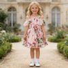 AGQT Toddler Girls Summer Off Shoulder Floral Dress Boho Princess Chiffon Ruffle Sundress for Beach Wedding Vacation Pink 2-3T view 2