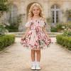 AGQT Toddler Girls Summer Off Shoulder Floral Dress Boho Princess Chiffon Ruffle Sundress for Beach Wedding Vacation Pink 2-3T view 4