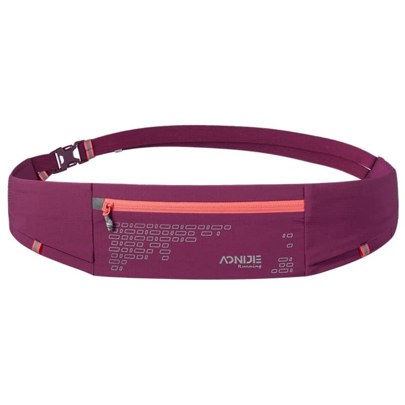 AONIJIE Running Belt, Adjustable Fanny and Waist Pack with 3 Quick Access Pockets, 63g Lightweight Workout Pouch, Easy Carry Any Phone, Night Reflection, Ideal for Running Walking Fitness (Red)